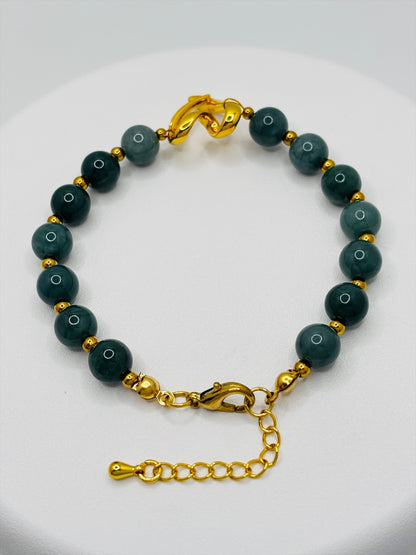 18K Gold Open Heart Jade Bracelet (Electroform Heart)