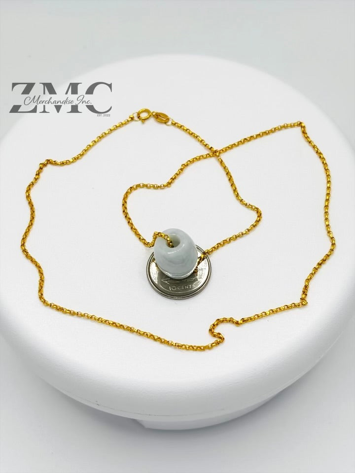 18K Gold Micro tauco Jade Necklace