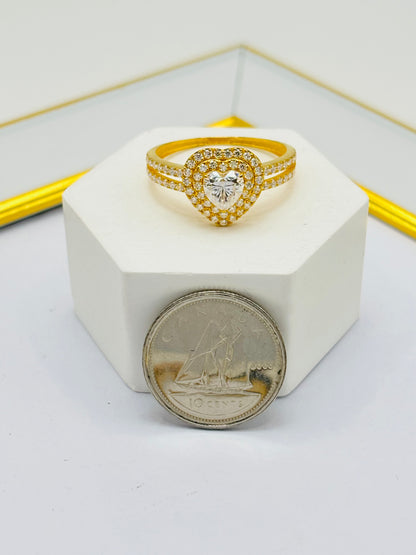 18K Gold Heart Moissanite Diamond Ring