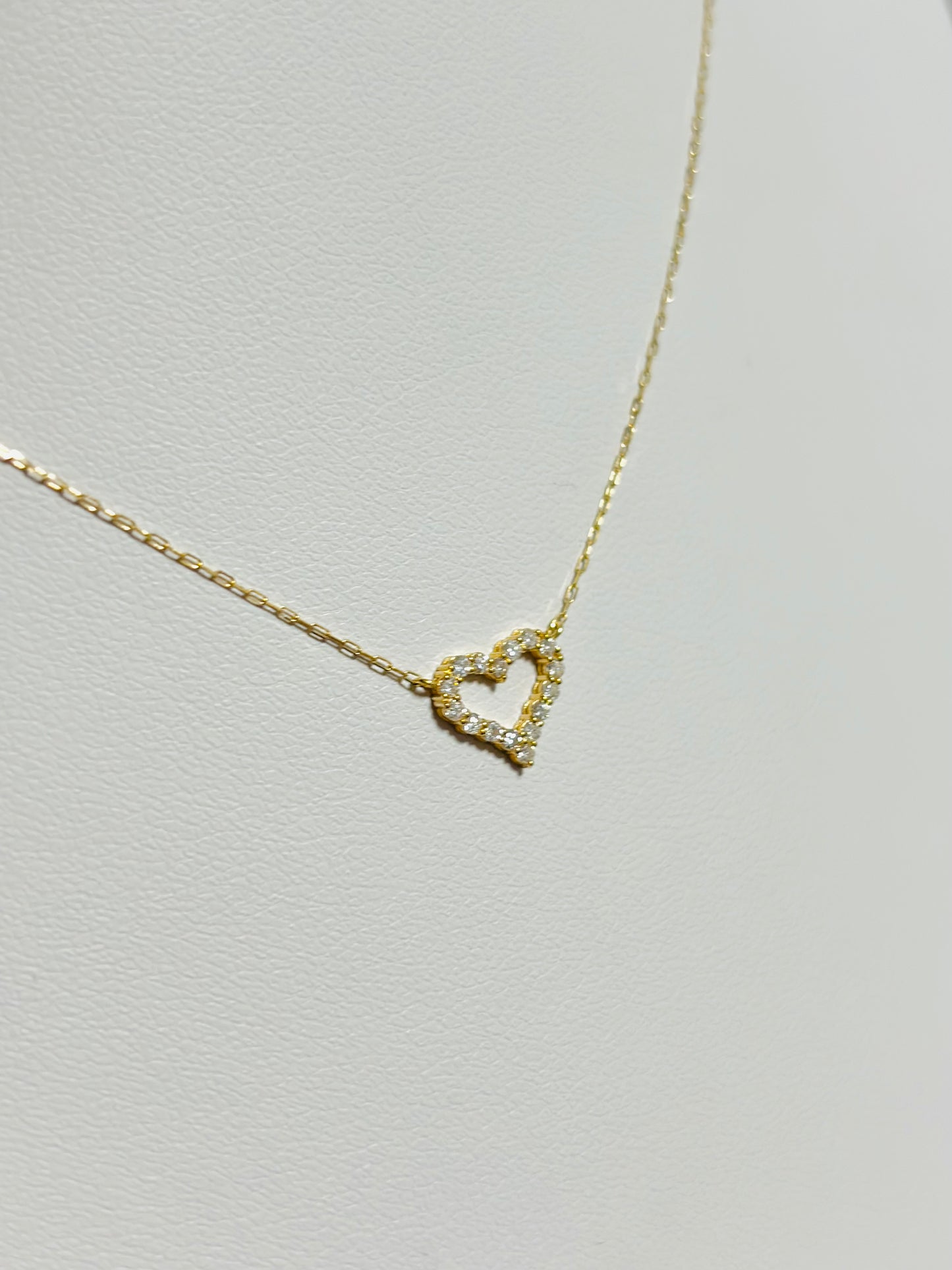 18K Gold Natural Diamond Heart Attached Necklace 0.158ct