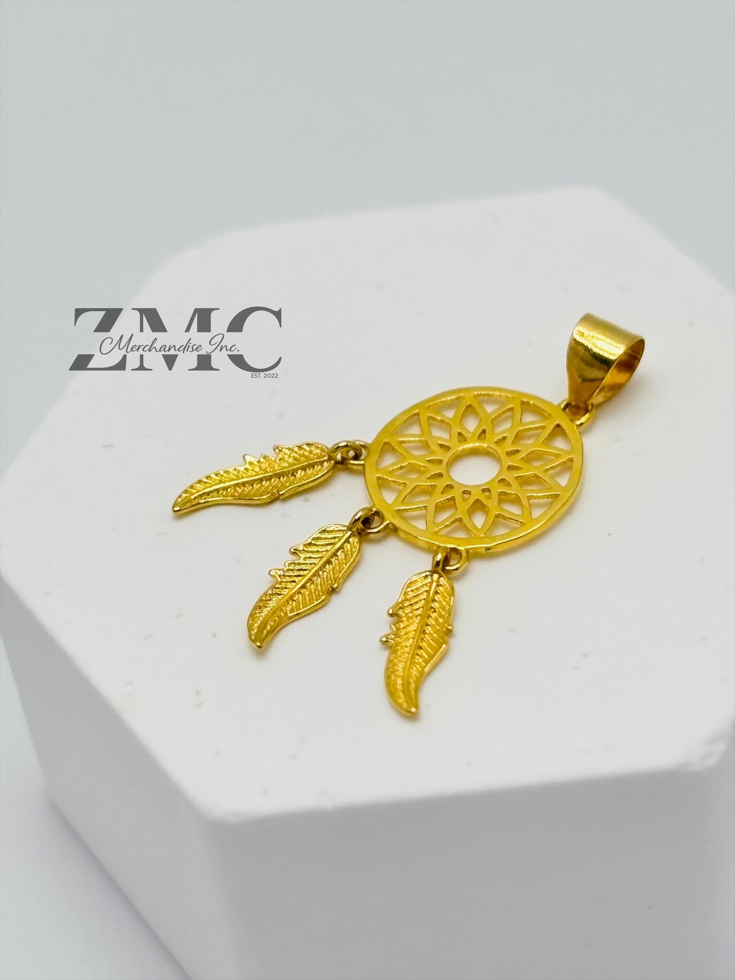 18K Gold Dream Catcher Pendant