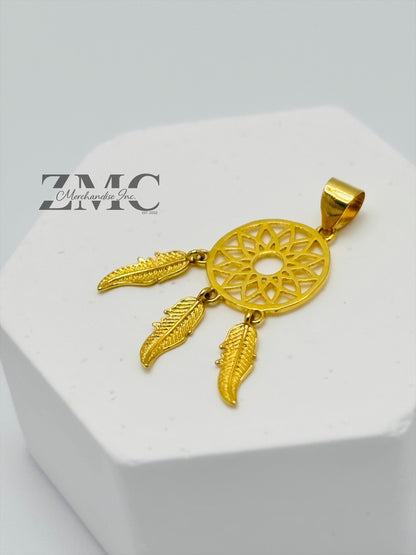 18K Gold Dream Catcher Pendant