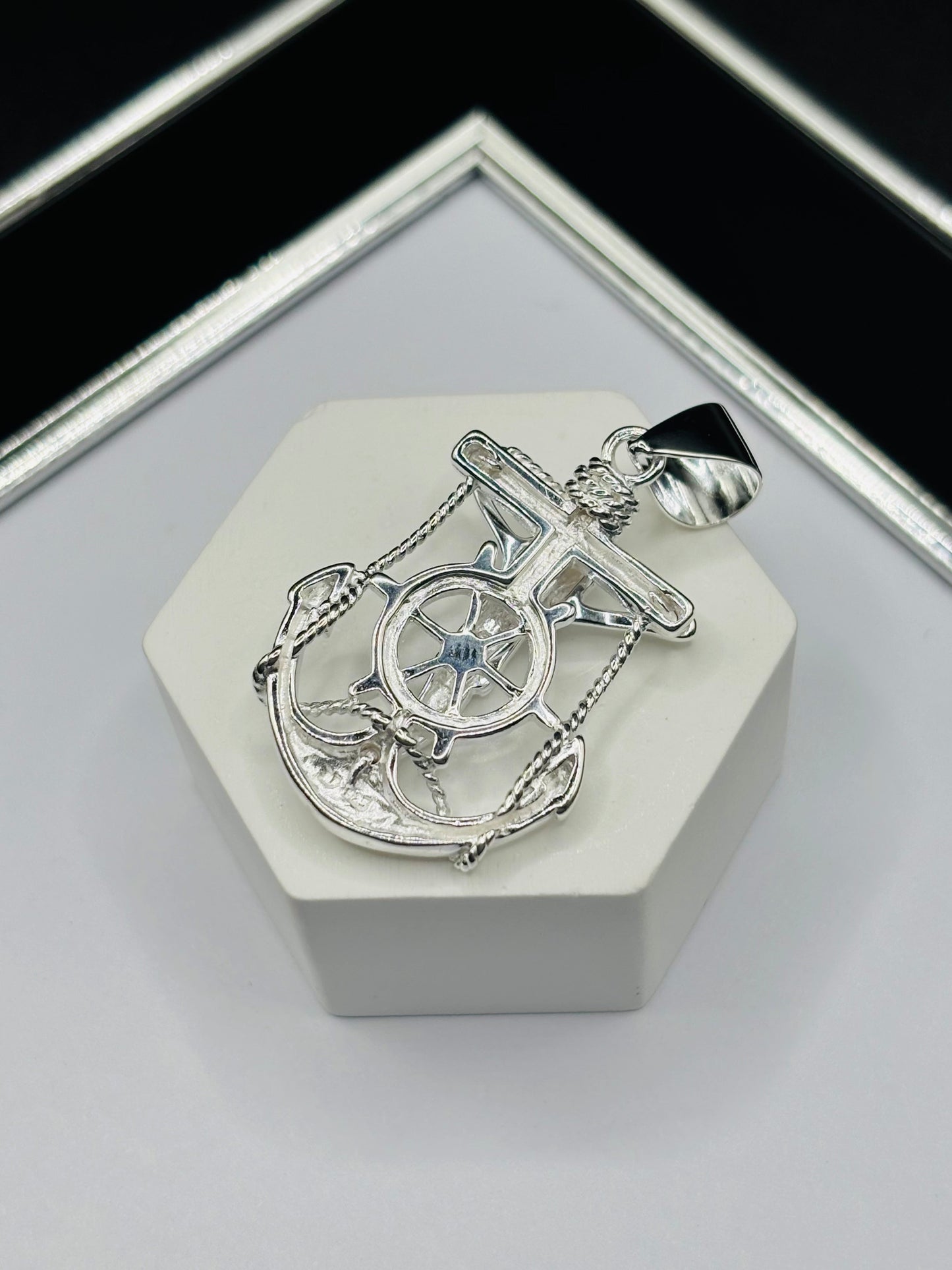 S925 Silver Anchor Cross Pendant
