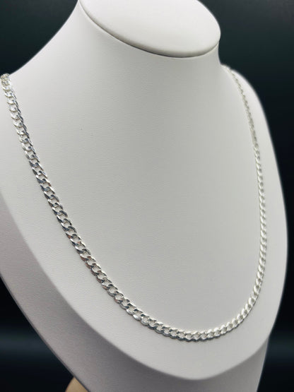 S925 Silver Flat Curb Chain 4 mm