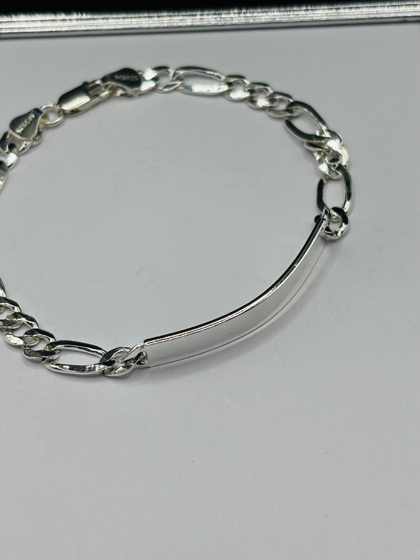 S925 Silver Name Figaro Bracelet