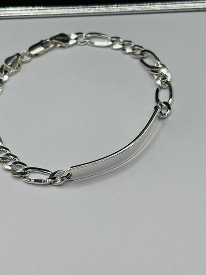 S925 Silver Name Figaro Bracelet