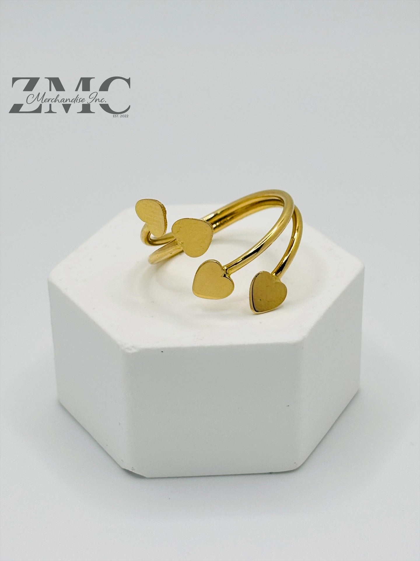 18K Gold Spiral Heart Ring