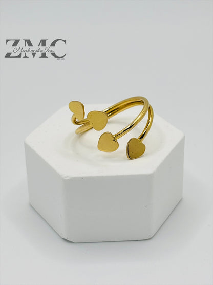 18K Gold Spiral Heart Ring