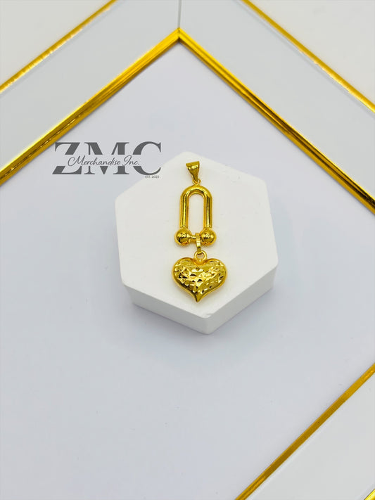 18K Gold Heart Hardware Pendant
