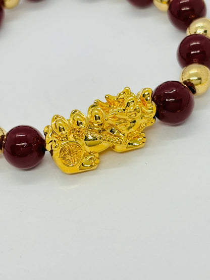18K Gold  Lucky Piyao/ Pi Xiu Bracelet Red Gold ( Hollow Empty Inside) Extra Large Size