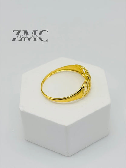 18K Gold Net Diamond Cut Ring