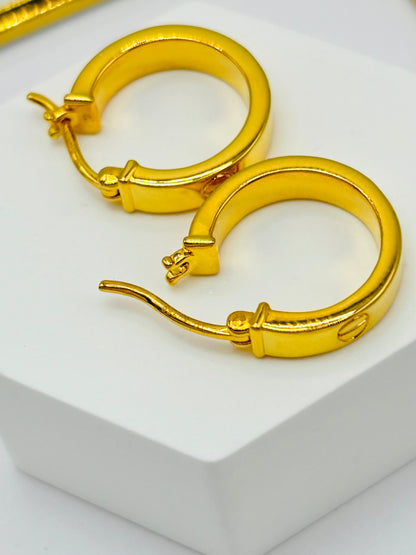 18K Gold Loop Earrings (Electroform)