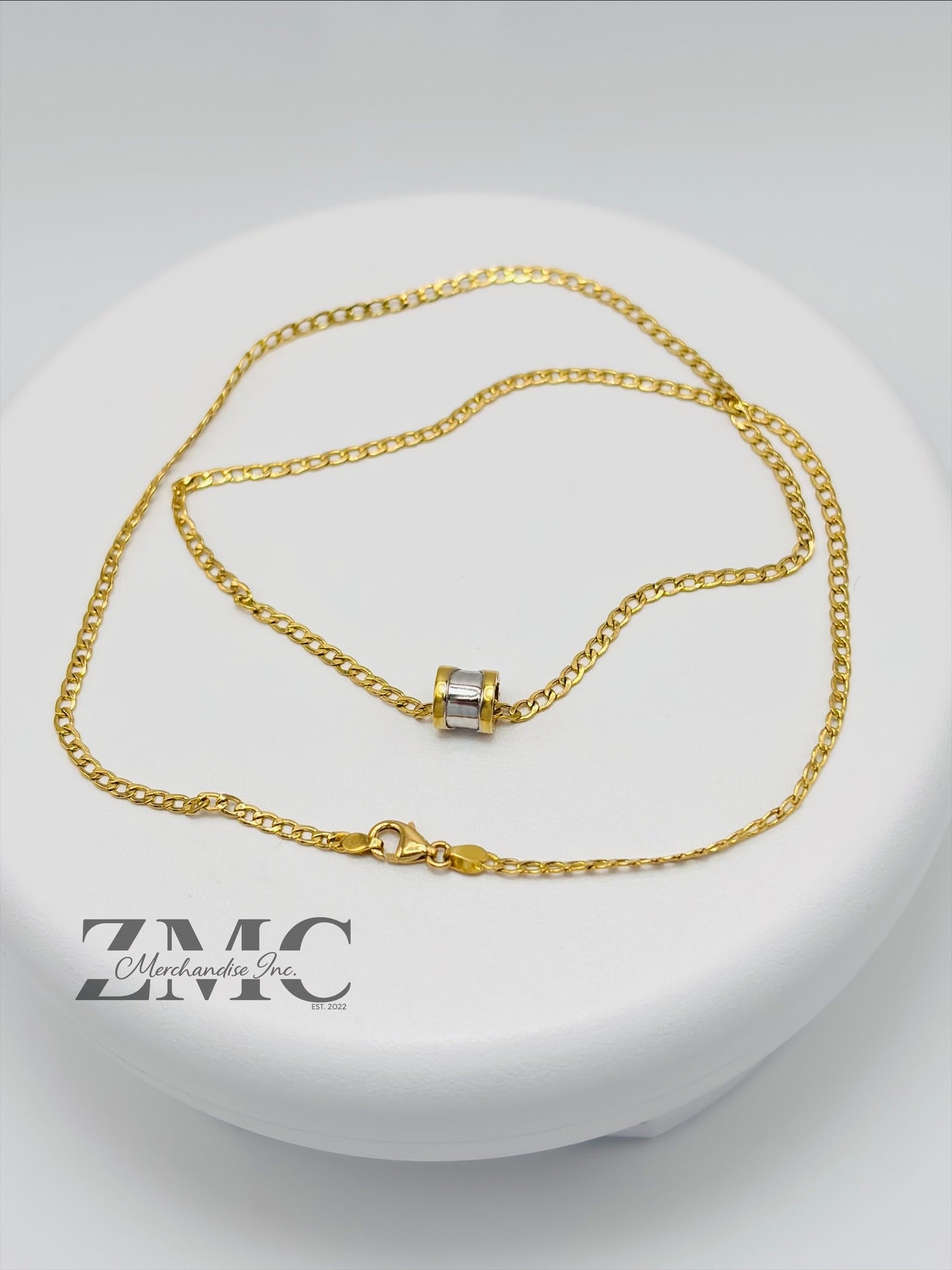 18K Gold Barrel Necklace
