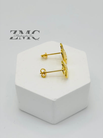 18K Gold Heart C Earrings
