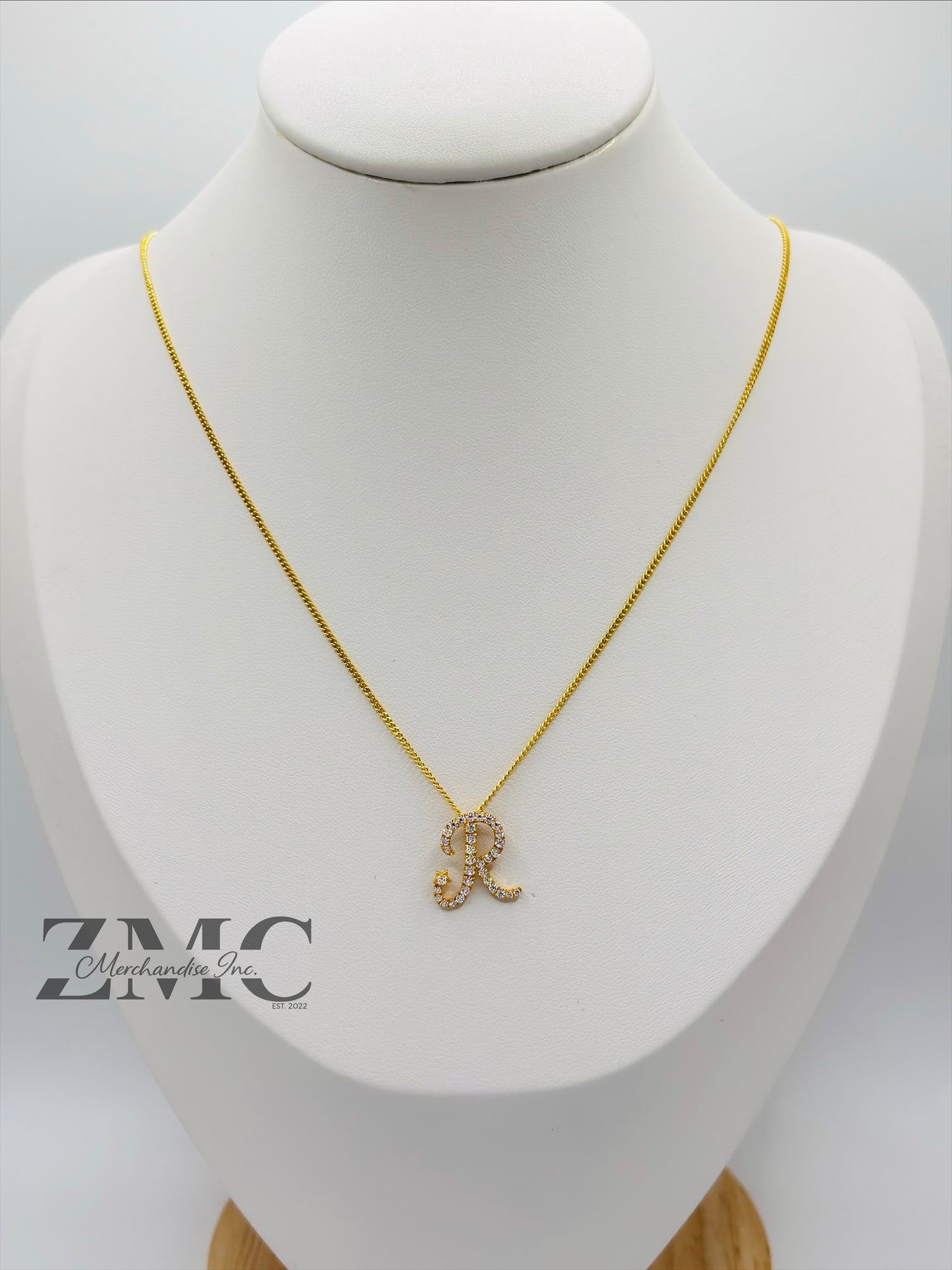 18K Gold Initial R Necklace