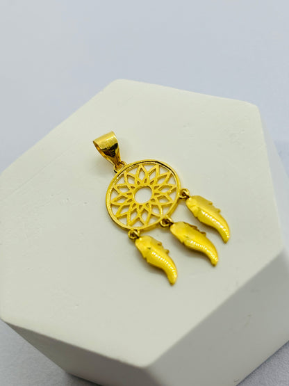 18k Gold Dream Cather Pendant