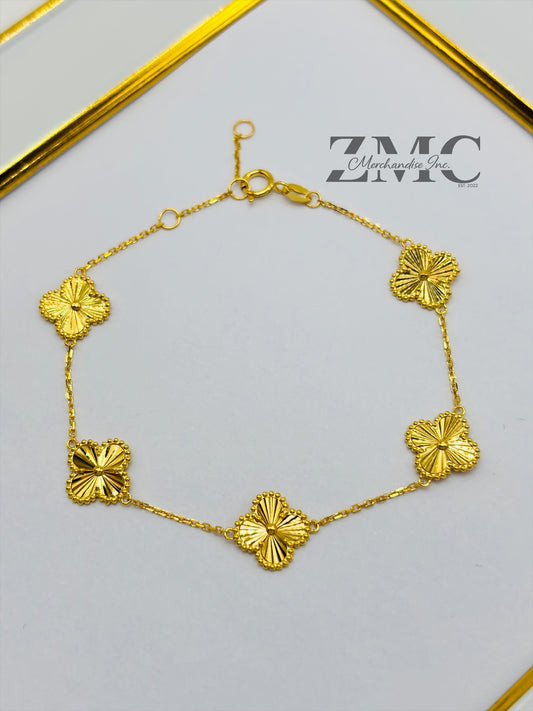 18K Gold Clover Bracelet 10mm