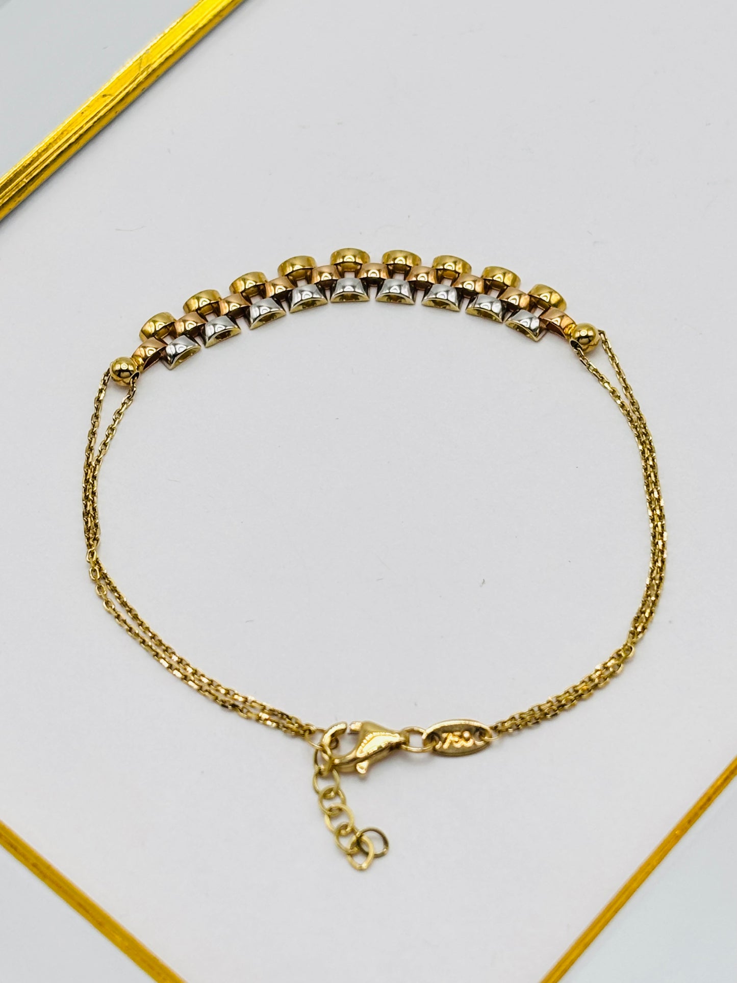 18K Gold Rose and White Gold Combination Bracelet