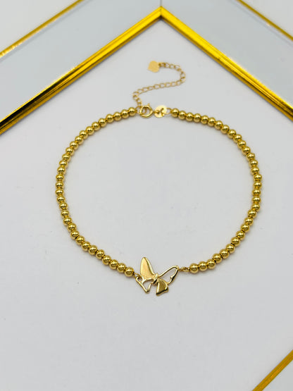 18K Gold Butterfly Bubble Bracelet