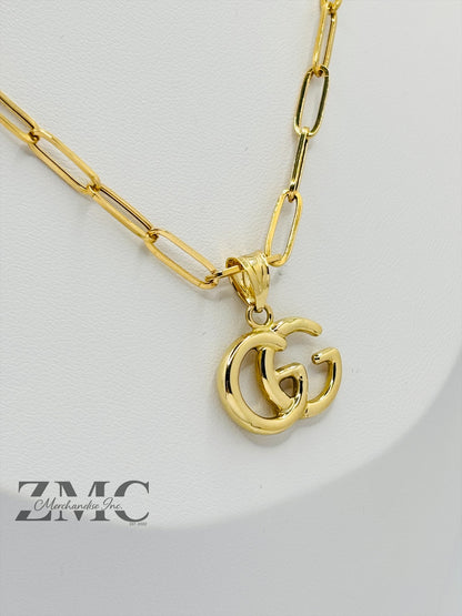 18K Gold Paperclip G Necklace