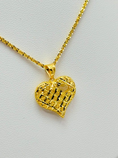 18K Gold Adjustable Necklace with Heart