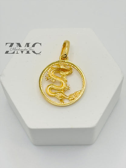 18K Gold Dragon Pendant