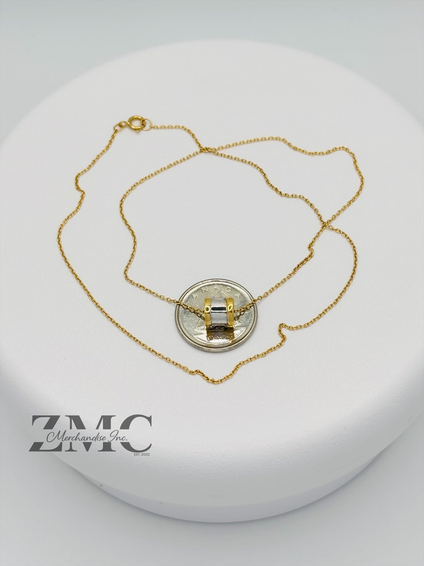 18K Gold Necklace with Barrel Pendant (Chocker Adult/Kids)