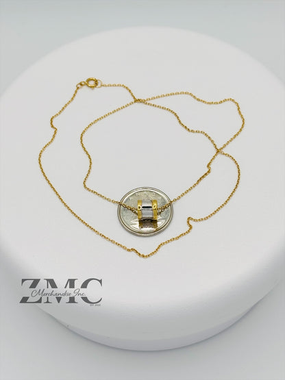 18K Gold Necklace with Barrel Pendant (Chocker Adult/Kids)