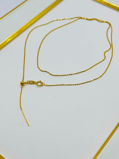 18K Gold Beaded Adjustable Chain