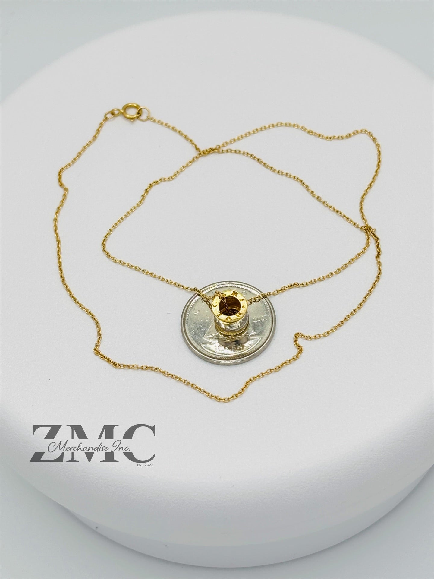 18K Gold Necklace with Barrel Pendant (Chocker Adult/Kids)