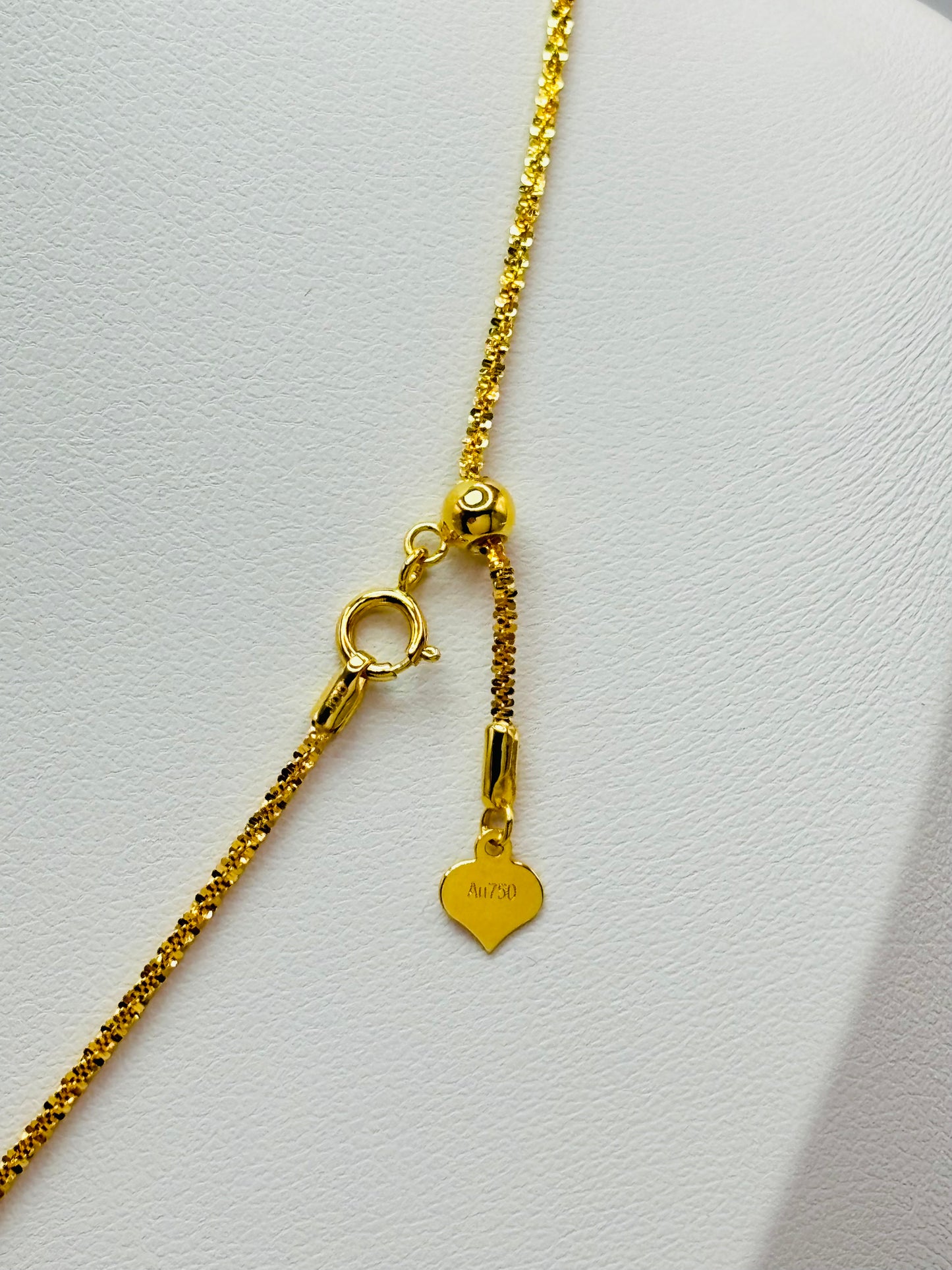 18K Gold Adjustable Necklace with Heart