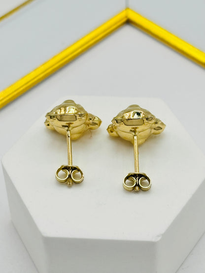 18K Gold Bear Earrings 11.2 mm