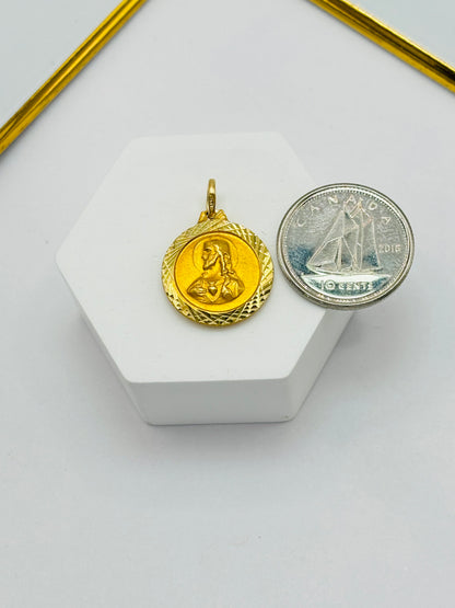 18K Gold Back to Back Religious Pendant