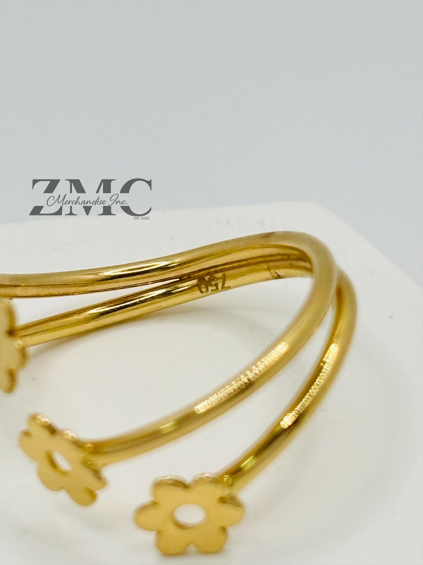 18K Gold Spiral Flower Ring