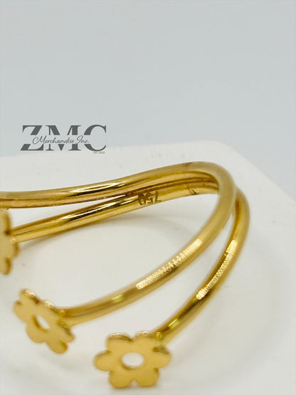 18K Gold Spiral Flower Ring