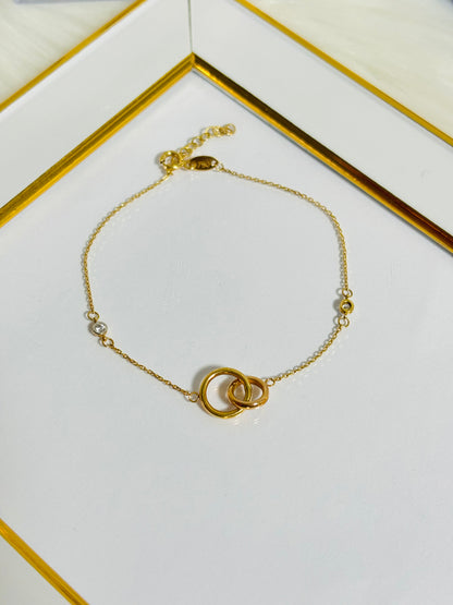 18K Gold Double Circle Bracelet