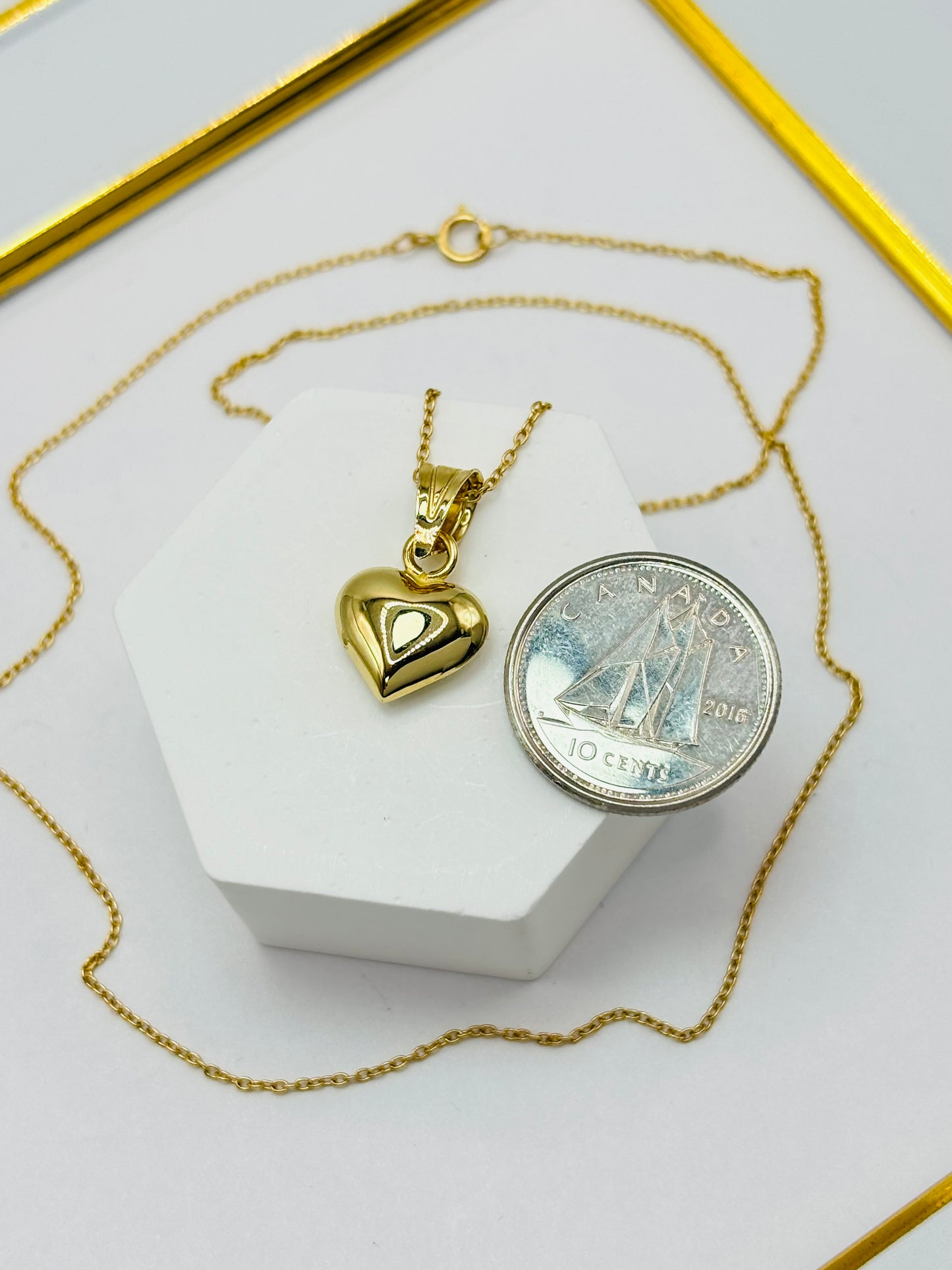 18K Gold Necklace with Heart Pendant (Chocker Adult/Kids)
