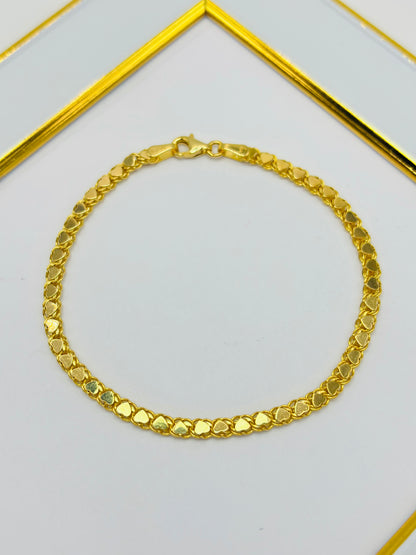 18K Gold Heart Damascus Bracelet