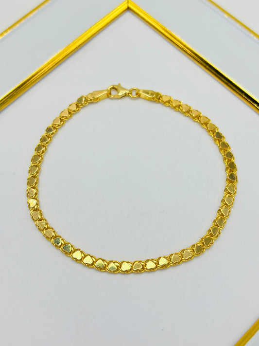 18K Gold Heart Damascus Bracelet