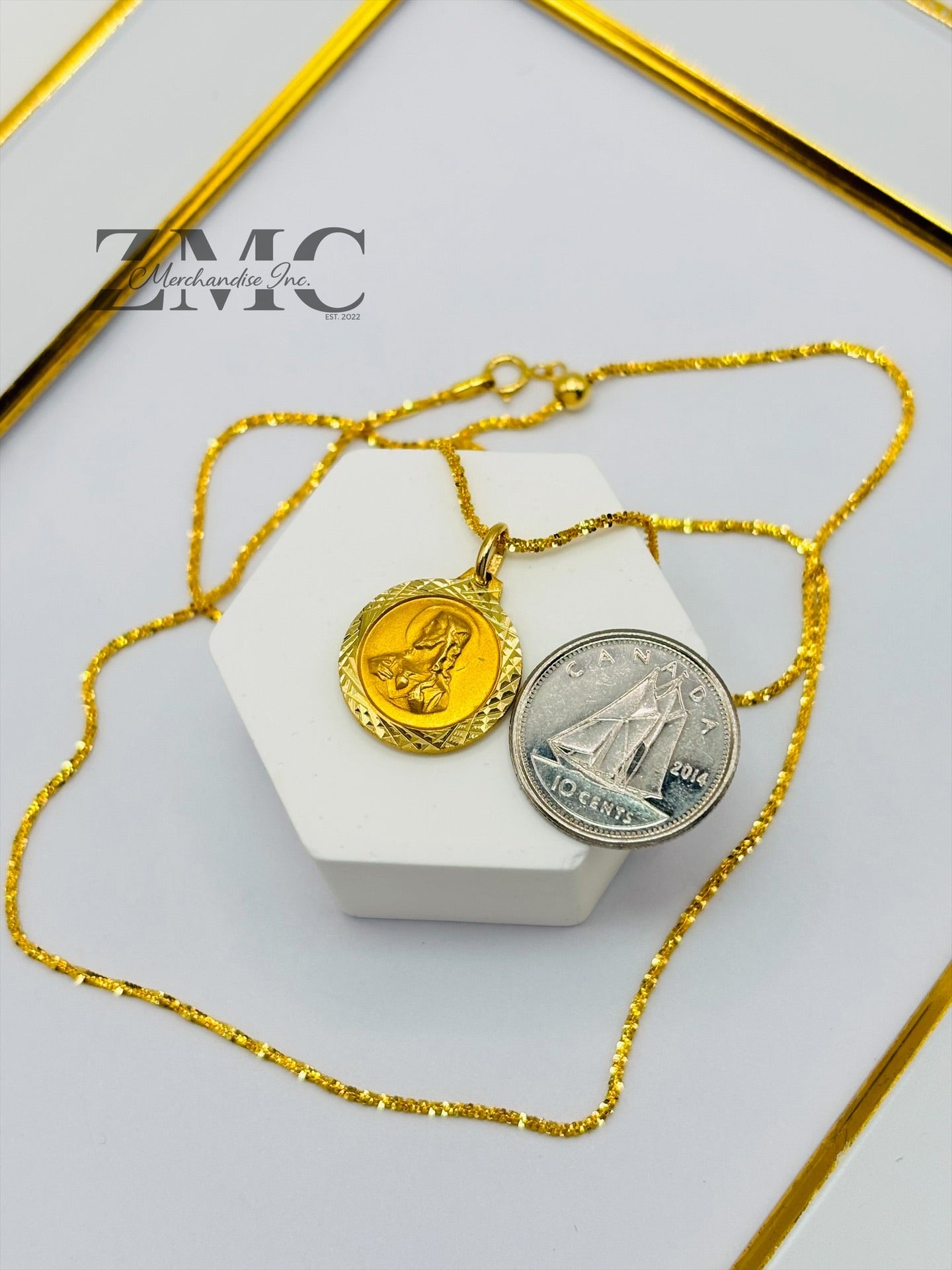 18K Gold Slider Jesus Necklace