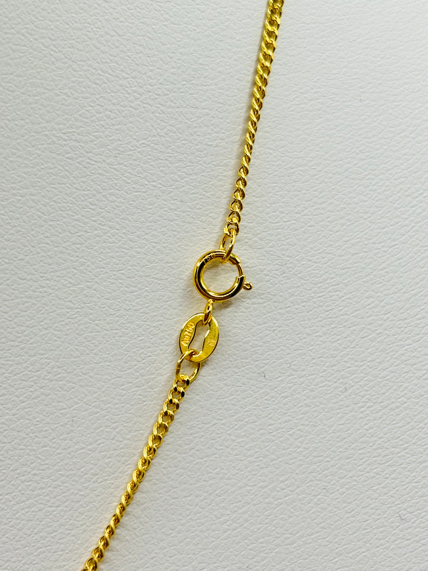 18K Gold Curb Chain with Cross Flower Pendant Set
