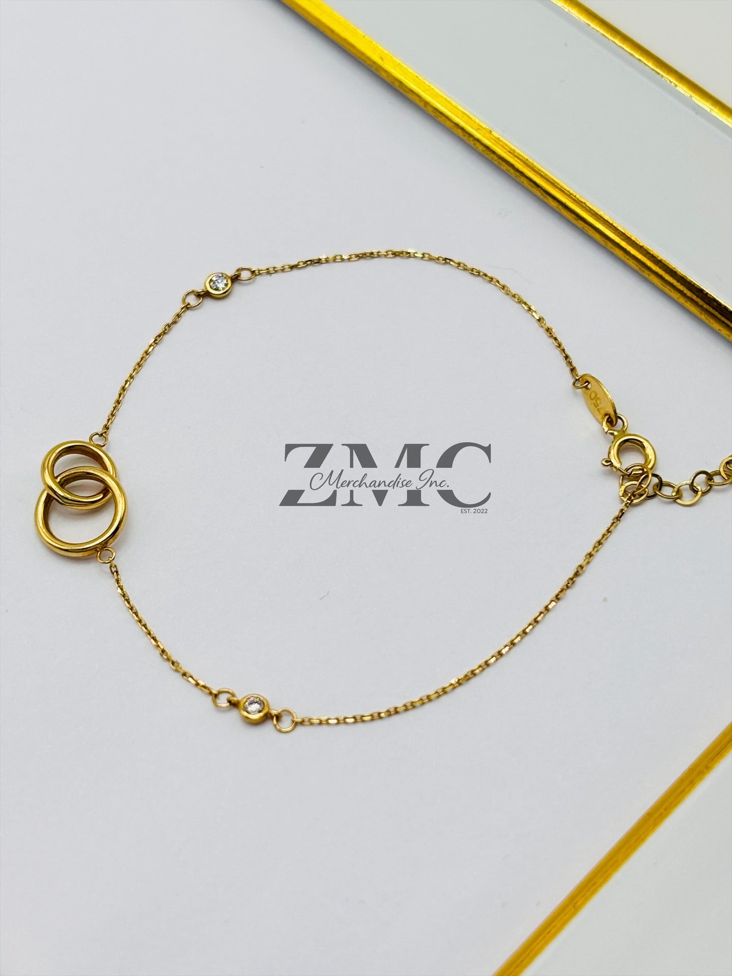 18K Gold Double Circle Bracelet