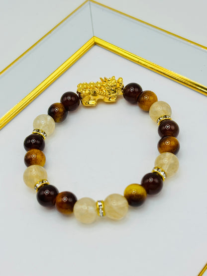 18K Gold  Lucky Piyao/ Pi Xiu Tiger Eye  ( Hollow Empty Inside) Large Size