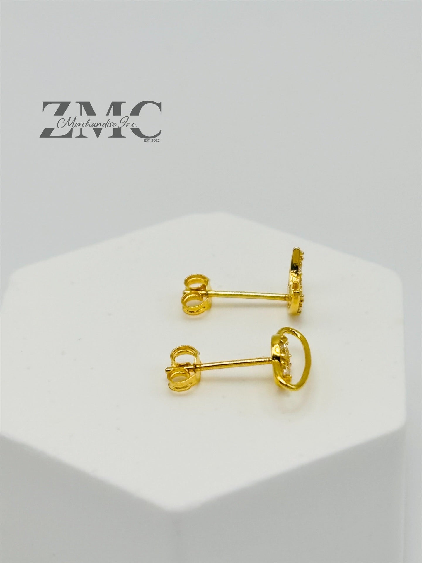 18K Gold Moon Moissanite Diamond Earrings