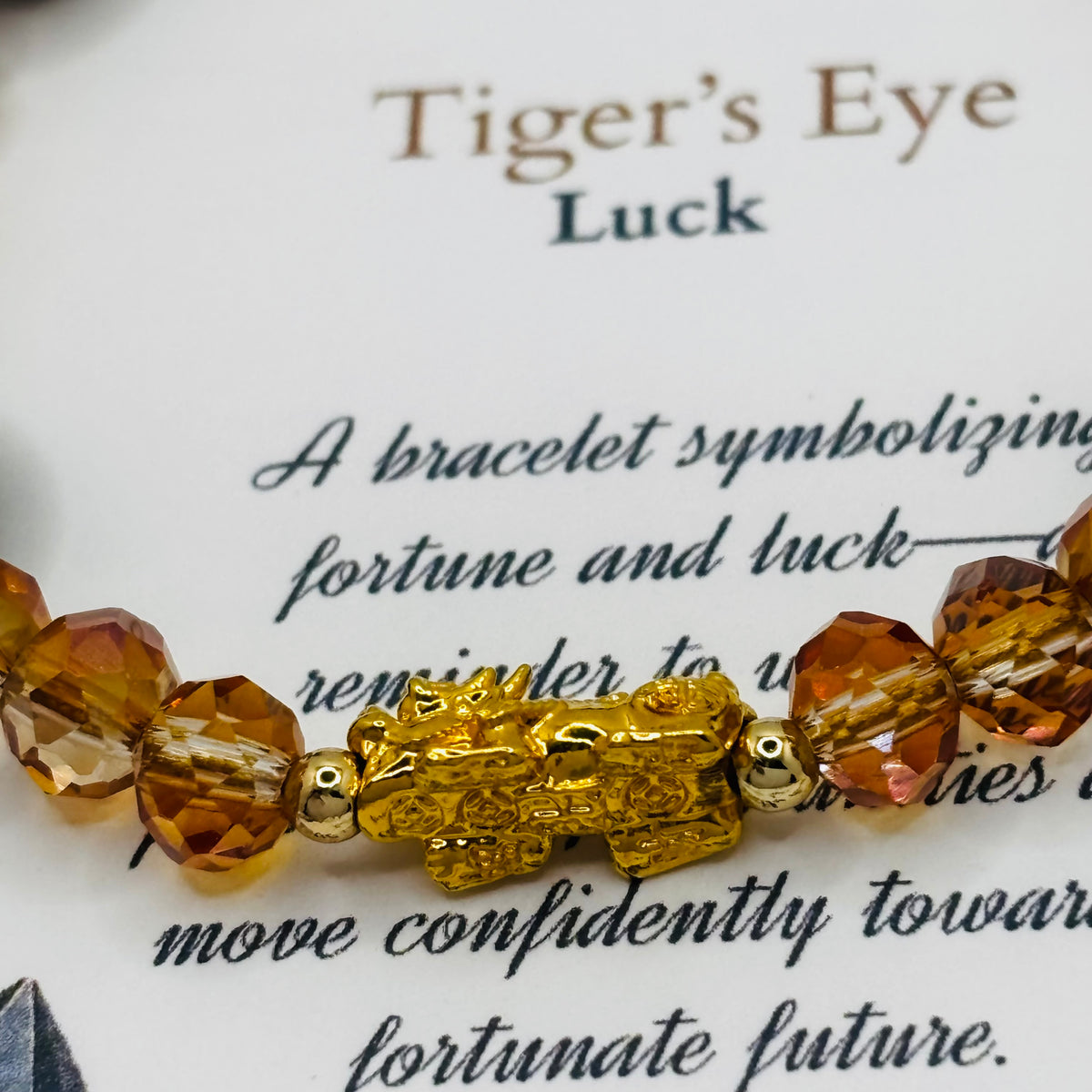 18K Gold Lucky Piyao/ Pi Xiu Tiger Eye String Bracelet ( Hollow Empty Inside) Small