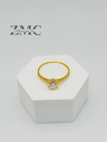 18K Gold Moissanite Diamond Round Ring
