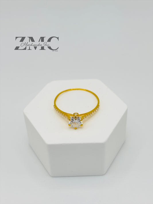 18K Gold Moissanite Diamond Round Ring