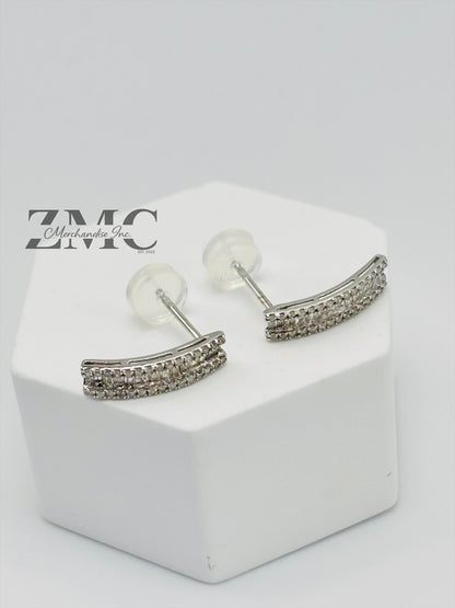 18K White Gold Baguette Half Loop Stud Earrings 0.34 carat Natural Diamond