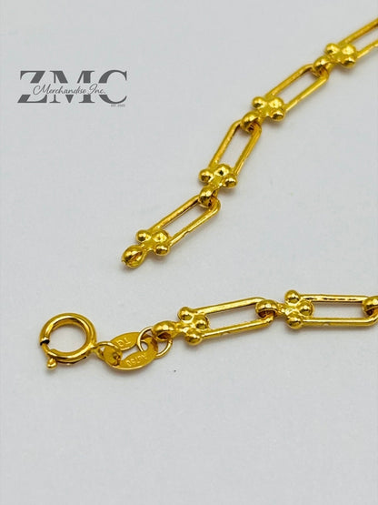 18K Gold 3 Hearts Flat Hardware Bracelet