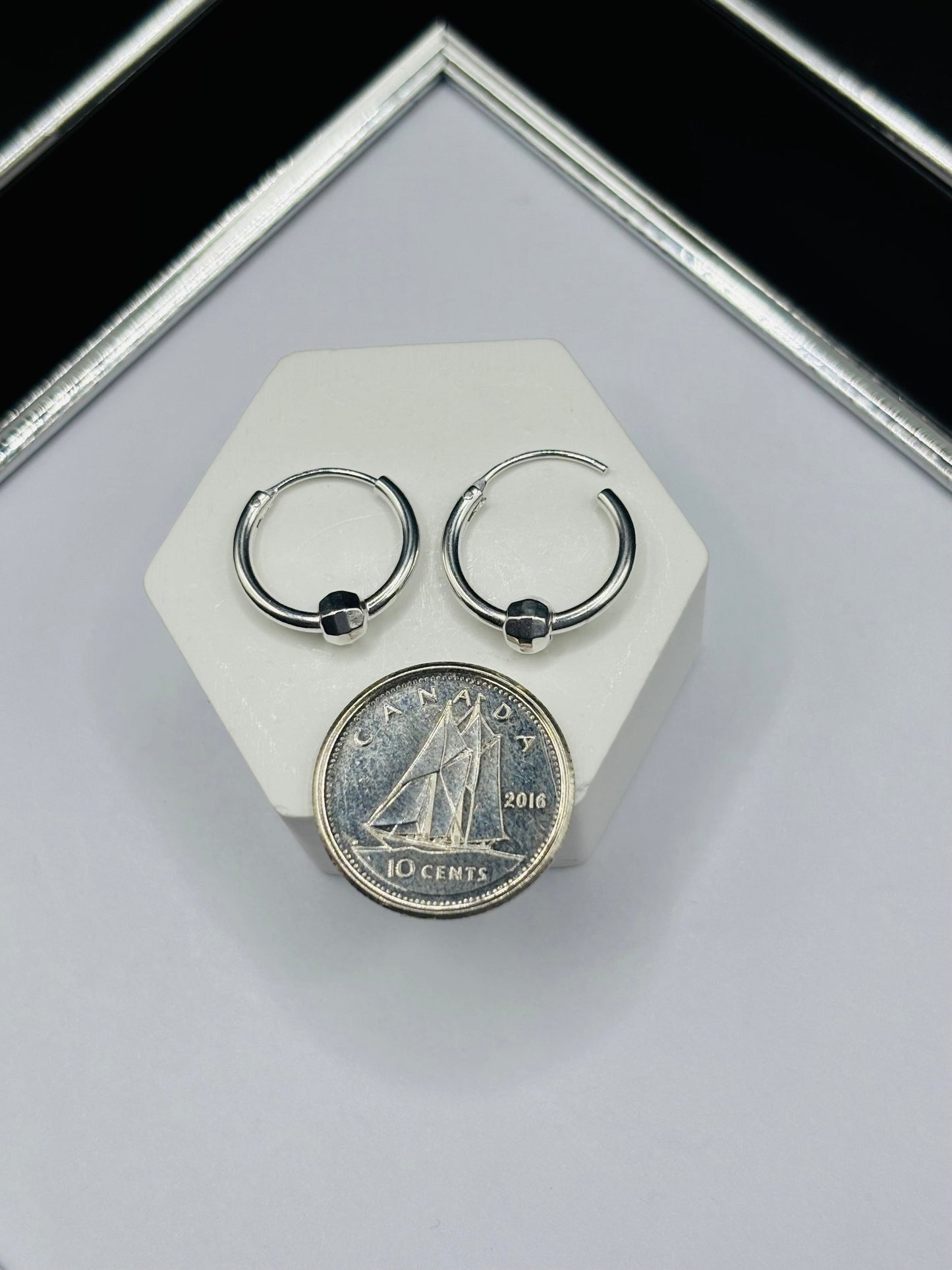 S925 Silver Plain Ball Loop Earrings